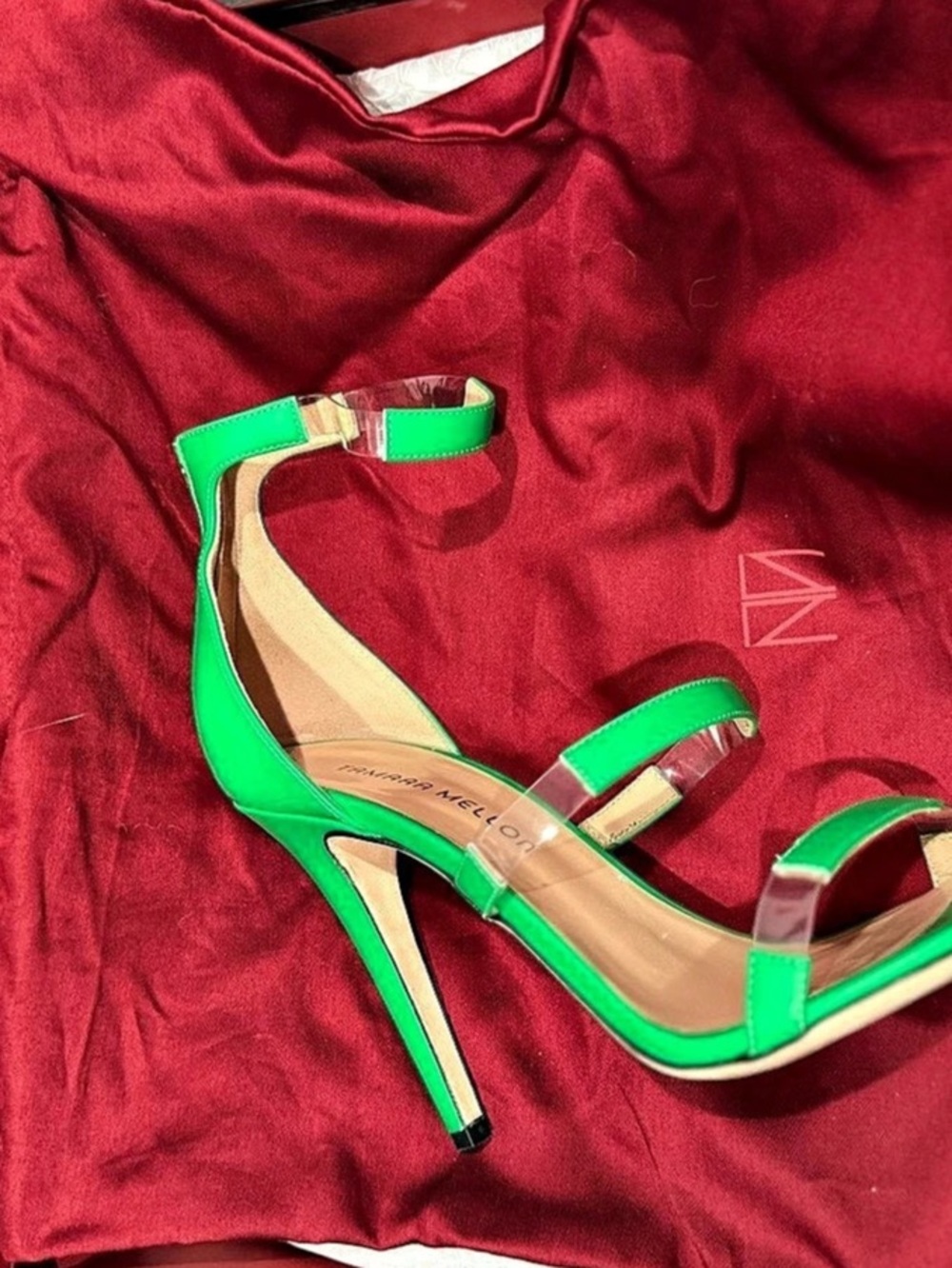 Tamara Mellon Frontline 105 Green PVC Leather Heels EU 39.5 Italy